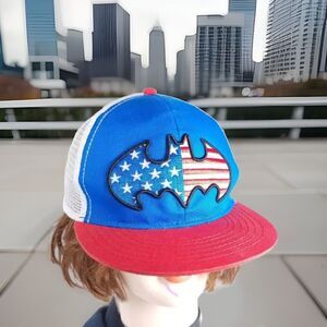Batman Hat DC Comics Mesh Truckers USA Flag Snapback Baseball Cap